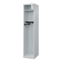 C+P Feuerwehrspind PRAKTUS, Bodengleiter, 1 Abteil, HxBxT 1.850 x 400 x 500 mm, lichtgrau, verkürzter Helmboden
