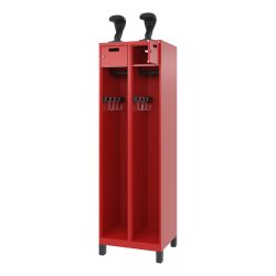C+P Feuerwehrspind Evolo, Modell PRAKTUS, 2 Abteile, H 1950 x B 600 x T 500 mm, Füsse, feuerrot RAL 3000