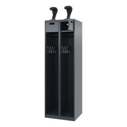 C+P Feuerwehrspind PRAKTUS, Bodengleiter, 2 Abteile, HxBxT 1.850 x 600 x 500 mm, anthrazitgrau, mit Helmhalter