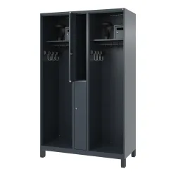 C+P Feuerwehrspind MAXI, Füsse, HxBxT 1.850 x 1.200 x 500 mm, anthrazitgrau, mit Helmhalter