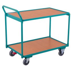 Tischwagen Ameise®, hochstehender Bügel, 2 Etagen à 1.000 x 600 mm, mit Zentralbremse
