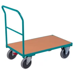Plattformwagen Ameise®, mit Schiebebügel, Ladefläche BxT 500 x 880 mm, mit Zentralbremse