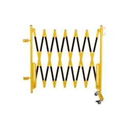 dancop Scherengitter, 1 Rollenfuss, 1 Pfostenbefestigung für Ø 60 mm, Breite 3.600 mm, gelb/schwarz