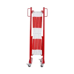 dancop Scherengitter, Rollen beidseitig, Breite 3.600 mm, rot/weiss