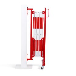 Scherengitter, Wandhalterung, 2 Rollen, rot / weiß, Länge max. 3600 mm CrashStop