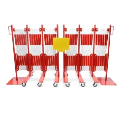 dancop Scherengitter-Set, 2 Rollenfüsse, 2 Fussplatten, Breite 2x 8.000 mm, rot/weiss