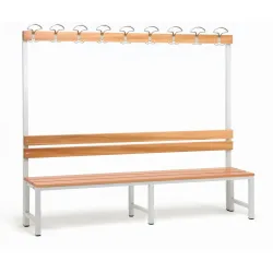 Steinbock® Umkleidesitzbank, 1-seitig mit Hakenleiste, Breite 2.000 mm, ohne Schuhrost