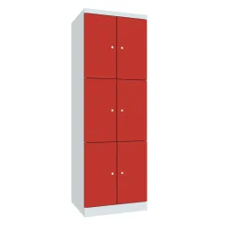 PAVOY Schliessfachschrank mit aufschlagenden Türen, 2 x 3 Fächer, HxBxT 1.800 x 600 x 500 mm, feuerrot, lichtgrau