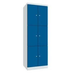 PAVOY Schliessfachschrank mit aufschlagenden Türen, 2 x 3 Fächer, HxBxT 1.800 x 600 x 500 mm, enzianblau, lichtgrau