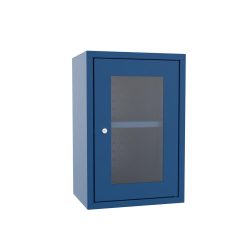 PAVOY Hängeschrank mit Sichtfenster, HxBxT 600 x 400 x 300 mm, Lochrückwand, enzianblau, enzianblau