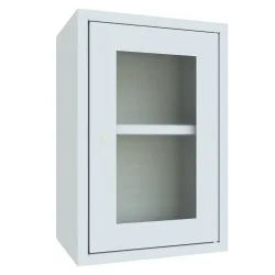 Hängeschrank, Höhe 600 mm, mit Sichtfenstertür/en, Breite 400 mm, gelochte Rückwand, grau Pavoy