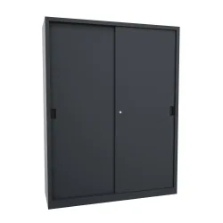 PAVOY Schiebetürenschrank mit 8 Fachböden + Trennwand, HxBxT 1.950 x 1.500 x 500 mm, anthrazitgrau, anthrazitgrau