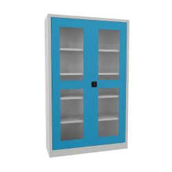 PAVOY Flügeltürschrank mit Sichtfenstern, HxBxT 1.950 x 1.200 x 400 mm, lichtblau, lichtgrau