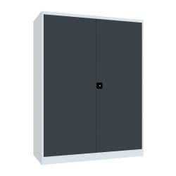 PAVOY Industrie-Schwerlastschrank Premium mit Mittelwand, 8 Fachböden, HxBxT 1.950 x 1.470 x 630 mm, anthrazitgrau, lichtgrau