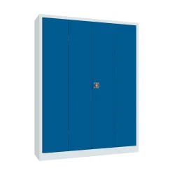Falttürenschrank, Höhe 1950 mm, Breite 1500 mm, Tiefe 400 mm, grau/blau Pavoy
