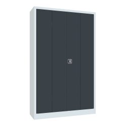 PAVOY Falttürenschrank mit 4 Fachböden, HxBxT 1.950 x 1.200 x 400 mm, anthrazitgrau, lichtgrau