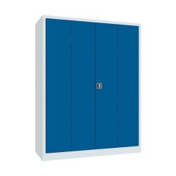 Falttürenschrank, Höhe 1950 mm, Breite 1500 mm, Tiefe 600 mm, grau/blau Pavoy