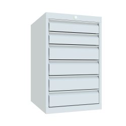PAVOY Schubladenschrank, Höhe 800 mm, Schubladen 2x100 + 4x125 mm, Breite 500 mm, lichtgrau, lichtgrau