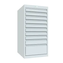 PAVOY Schubladenschrank, Höhe 1.000 mm, Schubladen 8x75 + 1x100 + 1x200 mm, Breite 500 mm, lichtgrau, lichtgrau