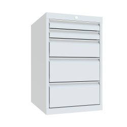 PAVOY Schubladenschrank, Höhe 800 mm, Schubladen 2x70 + 1x150 + 2x200 mm, Breite 500 mm, lichtgrau, lichtgrau