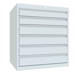 PAVOY Schubladenschrank, Höhe 800 mm, Schubladen 2x100 + 4x125 mm, Breite 715 mm, lichtgrau, lichtgrau
