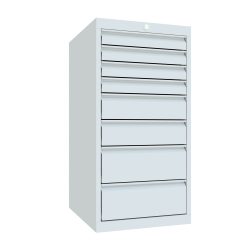 PAVOY Schubladenschrank, Höhe 1.000 mm, Schubladen 4x75 + 2x125 + 2x175 mm, Breite 500 mm, lichtgrau, lichtgrau