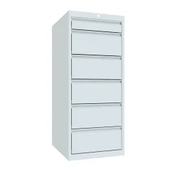 PAVOY Schubladenschrank, Höhe 1.200 mm, Schubladen 1x100 + 5x200 mm, Breite 500 mm, lichtgrau, lichtgrau
