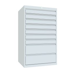 PAVOY Schubladenschrank, Höhe 1.200 mm, Schubladen 7x100 + 2x200 mm, Breite 715 mm, lichtgrau, lichtgrau