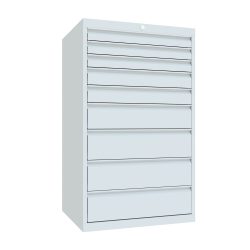 PAVOY Schubladenschrank, Höhe 1.200 mm, Schubladen 3x75 + 2x100 + 1x150 + 3x175 mm, Breite 715 mm, lichtgrau, lichtgrau