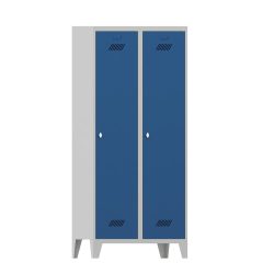 PAVOY Kleiderspind mit Füssen + Drehriegelverschluss, 2 Abteile, HxBxT 1.850 x 800 x 500 mm, enzianblau, lichtgrau