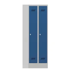 PAVOY Kleiderspind mit Sockel + Drehriegelverschluss, 2 Abteile, HxBxT 1.850 x 600 x 500 mm, enzianblau, lichtgrau