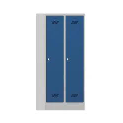 PAVOY Kleiderspind mit Sockel + Drehriegelverschluss, 2 Abteile, HxBxT 1.850 x 800 x 500 mm, enzianblau, lichtgrau