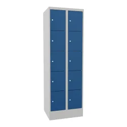 PAVOY Schliessfachschrank mit Zylinderschloss, 2 x 5 Fächer, HxBxT 1.850 x 600 x 500 mm, enzianblau, lichtgrau