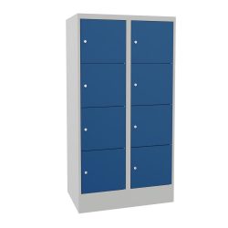 PAVOY Schliessfachschrank mit Zylinderschloss, 2 x 4 Fächer, HxBxT 1.518 x 800 x 500 mm, enzianblau, lichtgrau