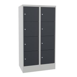 PAVOY Schliessfachschrank mit Zylinderschloss, 2 x 4 Fächer, HxBxT 1.518 x 800 x 500 mm, anthrazitgrau, lichtgrau