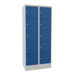PAVOY Schliessfachschrank mit Zylinderschloss, 2 x 5 Fächer, HxBxT 1.850 x 800 x 500 mm, enzianblau, lichtgrau