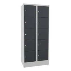 PAVOY Schliessfachschrank mit Zylinderschloss, 2 x 5 Fächer, HxBxT 1.850 x 800 x 500 mm, anthrazitgrau, lichtgrau