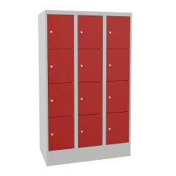 PAVOY Schliessfachschrank mit Zylinderschloss, 3 x 4 Fächer, HxBxT 1.518 x 900 x 500 mm, feuerrot, lichtgrau