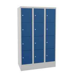 PAVOY Schliessfachschrank mit Zylinderschloss, 3 x 4 Fächer, HxBxT 1.518 x 900 x 500 mm, enzianblau, lichtgrau
