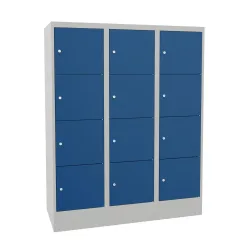 PAVOY Schliessfachschrank mit Zylinderschloss, 3 x 4 Fächer, HxBxT 1.518 x 1.200 x 500 mm, enzianblau, lichtgrau