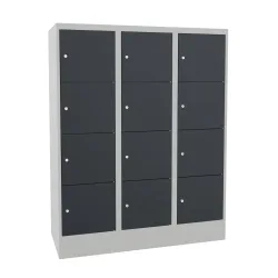 PAVOY Schliessfachschrank mit Zylinderschloss, 3 x 4 Fächer, HxBxT 1.518 x 1.200 x 500 mm, anthrazitgrau, lichtgrau