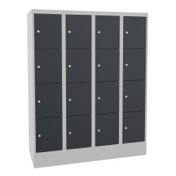 PAVOY Schliessfachschrank mit Zylinderschloss, 4 x 4 Fächer, HxBxT 1.518 x 1.200 x 500 mm, anthrazitgrau, lichtgrau