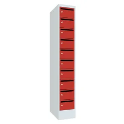 PAVOY Postverteilschrank, 1x 10 Fächer, HxBxT 1.850 x 300 x 500 mm, feuerrot, lichtgrau