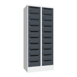 PAVOY Postverteilschrank, 2x 10 Fächer, HxBxT 1.850 x 800 x 500 mm, anthrazitgrau, lichtgrau