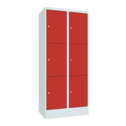 PAVOY Schliessfachschrank, 2 x 3 Fächer, HxBxT 1.850 x 800 x 500 mm, feuerrot, lichtgrau