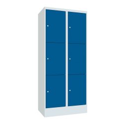PAVOY Schliessfachschrank, 2 x 3 Fächer, HxBxT 1.850 x 800 x 500 mm, enzianblau, lichtgrau