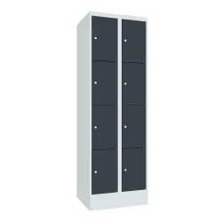 PAVOY Schliessfachschrank, 2 x 4 Fächer, HxBxT 1.850 x 600 x 500 mm, anthrazitgrau, lichtgrau