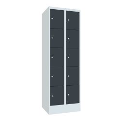 PAVOY Schliessfachschrank, 2 x 5 Fächer, HxBxT 1.850 x 600 x 500 mm, anthrazitgrau, lichtgrau