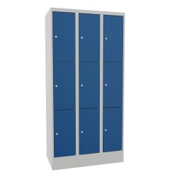 PAVOY Schliessfachschrank, 3 x 3 Fächer, HxBxT 1.850 x 900 x 500 mm, enzianblau, lichtgrau