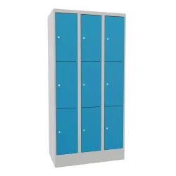 PAVOY Schliessfachschrank, 3 x 3 Fächer, HxBxT 1.850 x 900 x 500 mm, lichtblau, lichtgrau